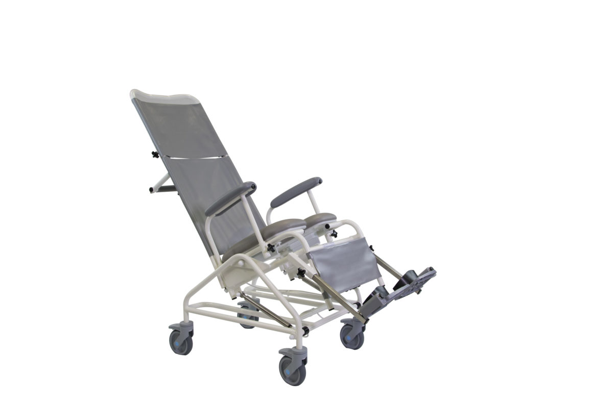 Freeway T80 tilt-in-space shower chair with detachable headrest